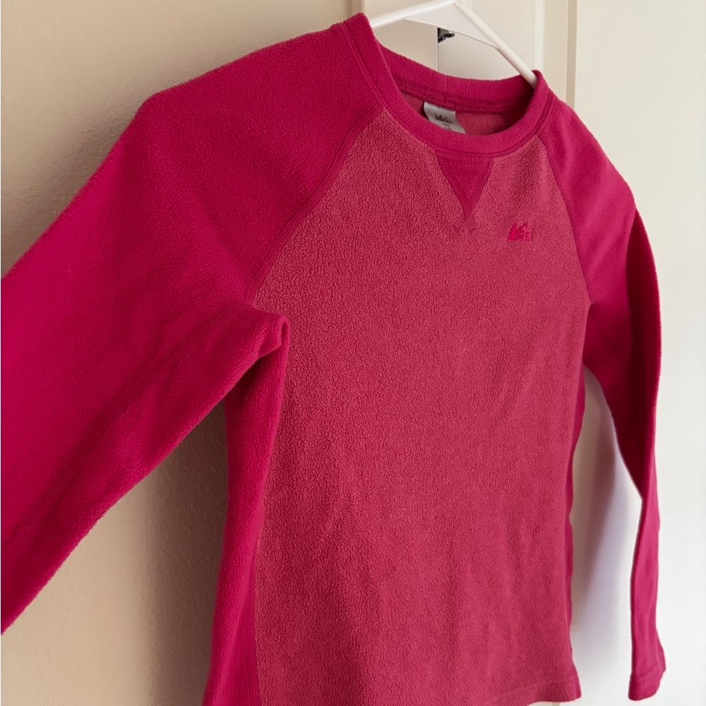 Girls Long Sleeve Fleece Mid-layer Pullover Sweater Top, Size 8 Small, Hot Pink - Picture 2 of 5